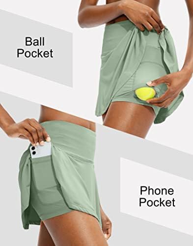 Santiny Pleated тениско здолниште за жени со 4 џебови, женски високи половини атлетски голф -здолништа за трчање за трчање
