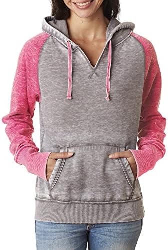J. America-Ladies 'Zen Fleece Raglan Sleeve Screwneck Sweatshirt-8927