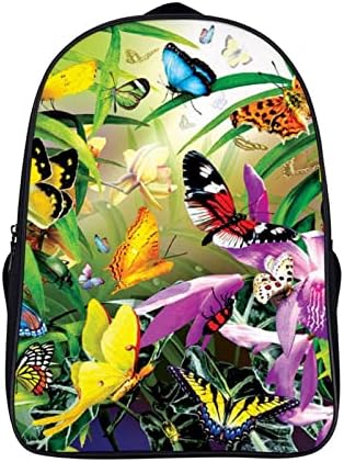 Шарен ранец за патувања со пеперутка најлон двојно одделение 16in за учење во училиштата