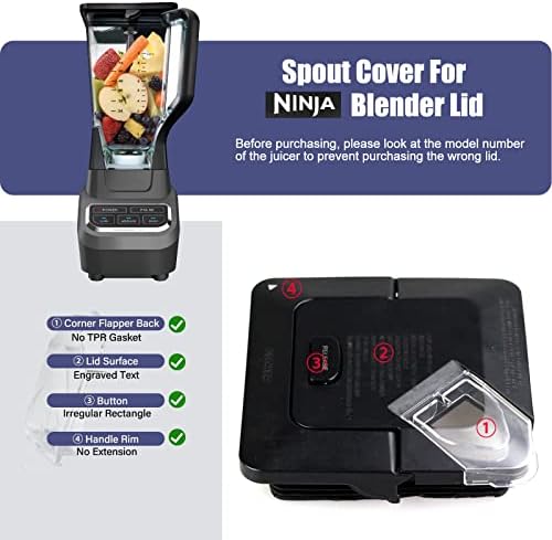 Истурете ја замената на капакот на капакот за капакот на Ninja Blender 72 OZ, капаците за капакот на капакот, компатибилни со Ninja Blender NJ600-NJ602