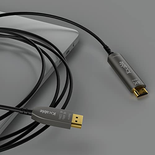8k Fiber Optic DisplayPort На HDMI Кабел 75 Стапки, Активен DP 1.4 До HDMI 2.1 Видео Кабел Еднонасочен, Поддршка Динамичен HDR, HDCP 2.3,
