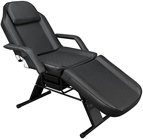 Llly Dwual намена Барбер стол прилагодлив салон за убавина спа-маса за масажа со фиока 185x82x80cm црна