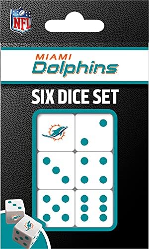 Ремек-Дела Игра Ден-Нфл Мајами Делфини - 6 Парче Тим Логото Генерал Сет-Д6 Стандардна Големина