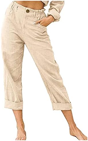 Xiloccer панталони жени жени назад памучни панталони панталони обични панталони еластични панталони за постелнина