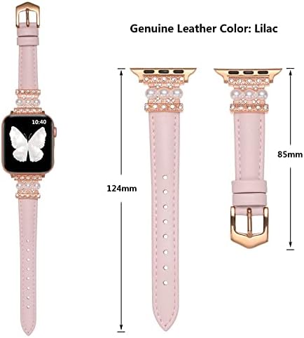 Компатибилен со Apple Watch Ultra Bands 38mm 40mm 42mm 44mm за жени девојки гледање бенд за Apple Watch Ultra Leather Band