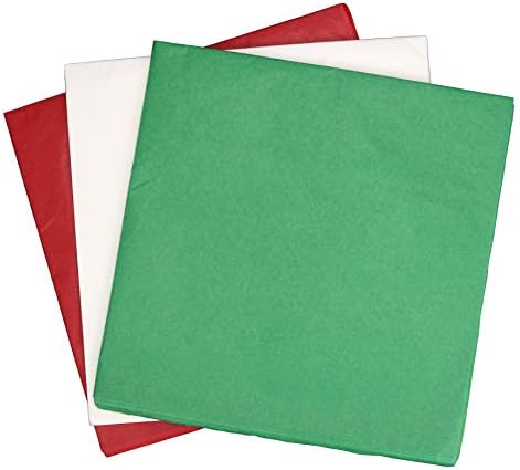 Асортиман На Хартија За Ткиво Иконикал, 20 х 20-инчи, 25 Од Секој: Црвен, Зелен и Бел, 75-Листови