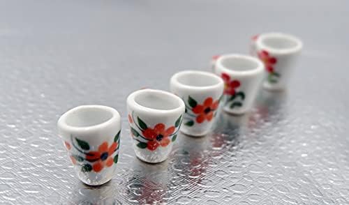 1shopforyou 10 чаши од бело кафе печатени дизајни керамички чај кафе чаша кукла куклена минијатурна понуда