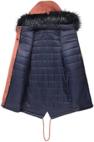 Дасеис реверзибилен качулка со палто со крзно, зимска јакна на плажата на ладината долга долга ракав на плажата, модно крзно топло топло