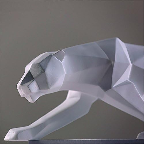 Леопард скулптура статуа занаети домашен модел домашна маса декорација на геометриска смола диво животно леопард статуа занаети