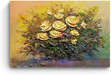 Апстракт за startид на платно на платно - жолти рози симбол за сликање - Голем врамен 32 x 48