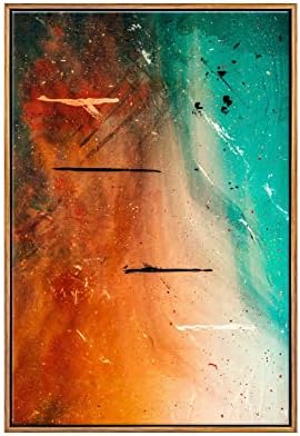 999STORE лебдечка рамка длабоко земјен портокалова дигитална уметност вертикално сликарство за wallид Golden022