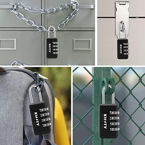 Kissty 2 пакет на отворено водоотпорен катанец, 4 цифра комбинирана лозинка за заклучување на лоза за заклучување за багаж за куфери, ограда, порта, алатка за црна боја