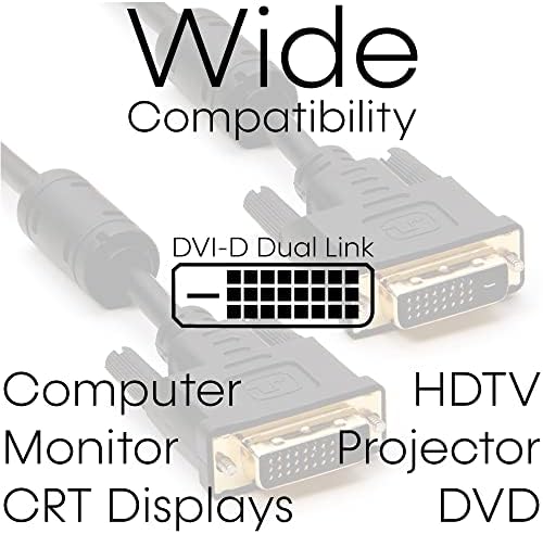 CMPLE - DVI кабел 3ft, DVI до DVI двојна врска монитор кабел дигитален машки DVI кабел за игри компјутер, лаптоп, проектор,