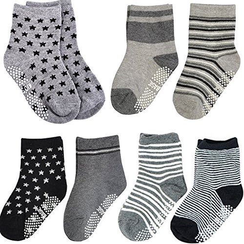 Какалу 6 пара разновидни не лизгачки глужд памучни чорапи Бебе Вокер Момчиња Девојки Анти-лизгачки стриптејни ленти со плетени ленти Starвездички