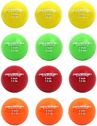 PowerNet Micro 2 Пондерирани топки за обука 12 пакувања Комплетен сет | 4 тежини - 3,5, 5,5, 7,5, 9,5 мл | Подобрете ја координацијата