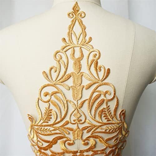 Pdgjg Големо ретро злато везење решетка од цвеќиња шива железо лепенка свадба наметка невестинска забава фустан DIY облека