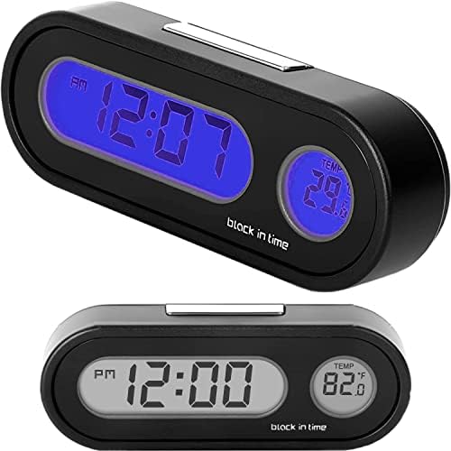 Автомобилски часовници и температура со сино задно осветлување од Фаренхајт 2 во 1, мал електронски часовник за часовникот за табла, возило LCD