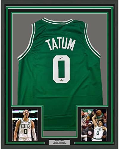 Рамка со факсимил автограмиран aysејсон Татум 33х42 Бостон зелена препечатување ласерска авто -кошарка дрес