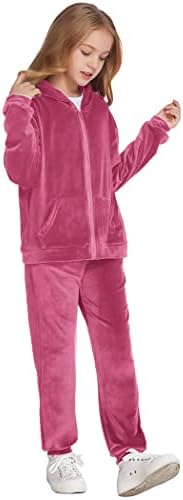 HOPEAC девојки случајни основни велур zip up hoodie hoodie sweatsuit set oggger облека облеки облеки