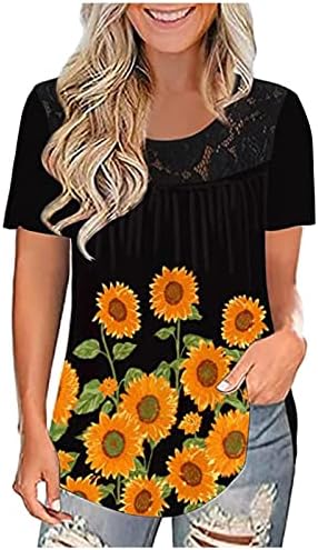Есен лето маица со памучна блуза за дами 2023 година со краток ракав брод со цвеќиња од вратот на вратот 5к 5к