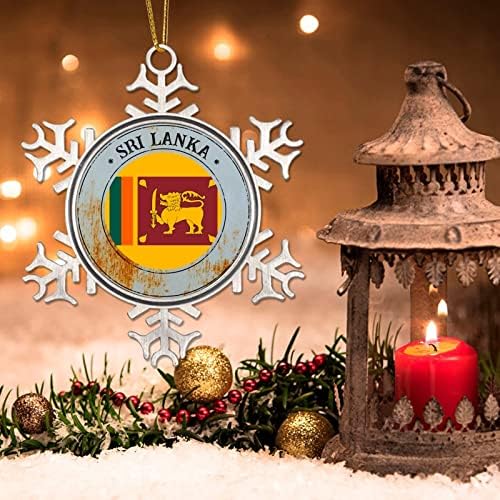 Божиќна украс Шри Ланка Шри Ланка знаме метални снегулки украси за Божиќни украси Национално знаме земја сувенири Божиќни украси