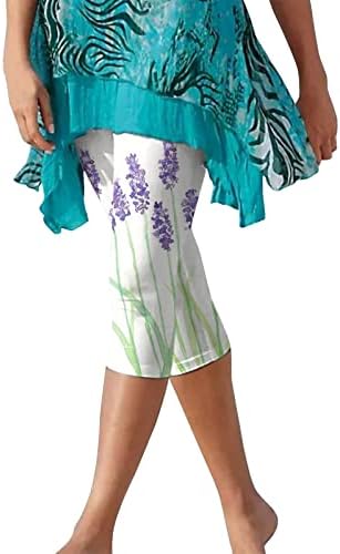 Женски летни облеки жени обични панталони со цвет печатење обичен одмор цветни шорцеви исечени панталони јога