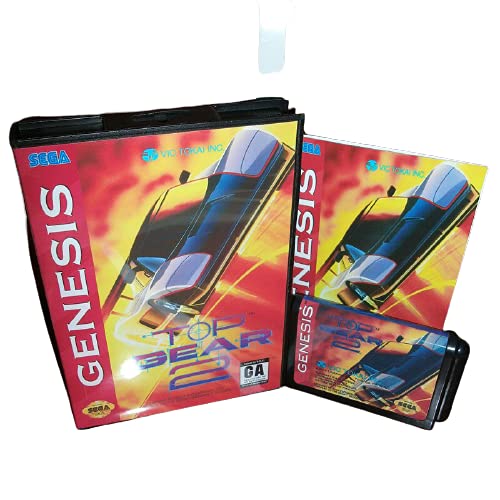 Aditi Top Gear 2 Us Cover со кутија и прирачник за Sega Megadrive Genesis Video Game Console 16 бит MD картичка