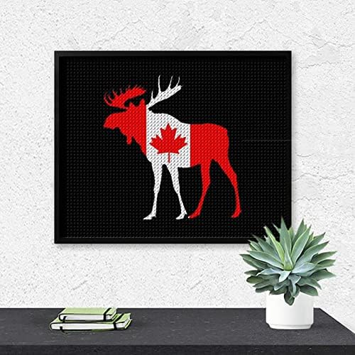 Канада знаме лос дијамантски комплети за сликање 5d DIY целосна вежба Rhinestone Arts Wallид декор за возрасни 16 x20