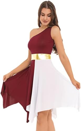 Tiaobug пофалби танцови фустани за жени без ракави асиметрични блокови во боја Туничен литургиско обожавање танцувачка облека