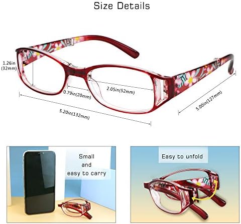 Визионглобал 3 Пар Очила За Читање Преклопливи Читачи Со сино Светло блокирање на објективот Компактни Преклопни Очила За Жени Вклучен