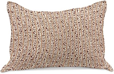 Египетска египетска печатена плетена ватенка перница, континуирано хиероглифи и вертикална нарачка за шема, стандардна обвивка за перница со