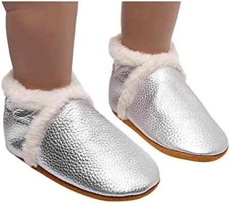 Мало девојче чевли со големина 4C снежни чевли бебешки новороденчиња пешаци плишани топли девојки чизми меки први памучни чевли за бебиња