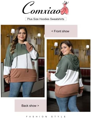 Comxiao женски плус големина на џемпери со аспиратор со долги ракави шарени бои за влечење на преголеми врвови на пуловер