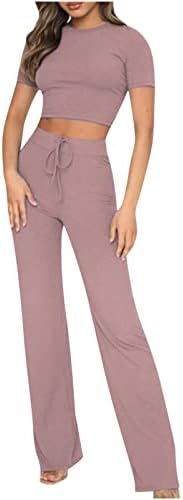 Јуниори панталони поставува спандекс панталони сетови за бранч капчиња со две парчиња шарени разгорени широки нозе основни панталони за