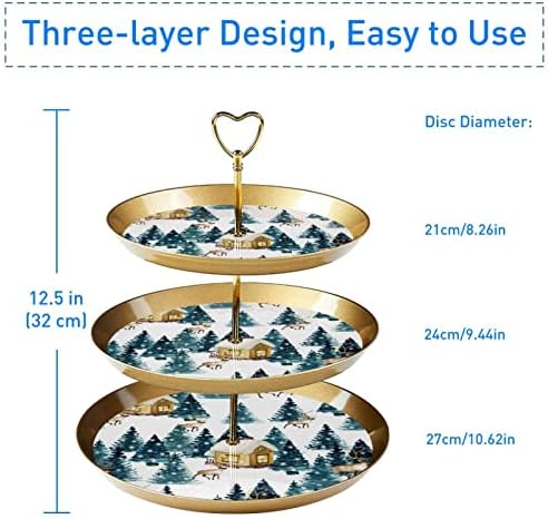Штанд за Кекси од 3 Нивоа змејбту Со Златна Прачка Пластична Кула За Десерт Послужавник Елен Шема На Овошни Бонбони Дисплеј За