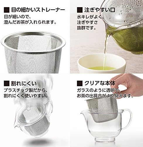 Akebono Sangyo TW-3722 лесен и нераскинлив чајник, 16,2 fl Oz, тританска смола, чиста чајник, не'рѓосувачки челик мрежа, L големина,