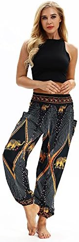 Платуронг женски пукани половини Харем панталони Хипи Бохо Јога Палацо Обични панталони со џебови
