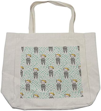 Амбесон-цртана торба за цртани филмови, мачиња со бандана на пастелни тонирани риби и бранови позадина, еколошка торба за еднократна употреба