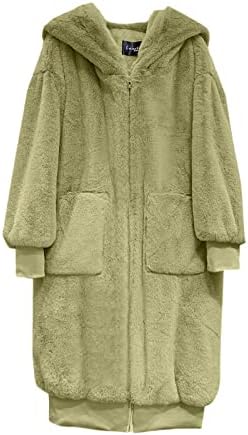 Prdecexlu тунична обична палта Womenените зимски целосен ракав излегуваат со џебови со џебови со мека удобна цврста боја дебела дебела