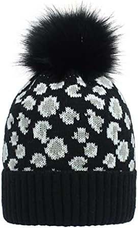 Плетена капа со пом пом жени руно наредени потопло ски -капа, плетено бена лисица капа, памук дебела гравчиња капа за мажи за мажи грил