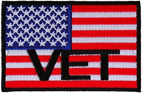 Кожа Врховен патриотски ветеринар Американско знаме извезено везено велосипедско лепенка-црвена мала