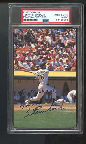 Фотографија на Тери Штајнбах потпишана автограм автограм PSA/DNA COA Бејзбол картичка до Мајкл - Автограмирани фотографии од MLB