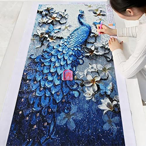 Instarry DIY 5D комплети за сликање со дијаманти голема големина целосна вежба сина паун крст бод мозаик wallид слики уметнички сет 32.3x19,7