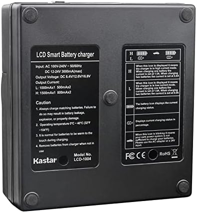 Kastar 2-Pack CGR-D54 Pro Battery и CH04 Брз полнач компатибилен со Panasonic AG-AC8PJ AG-AC30 AG-AC90 AG-AC90P AG-AC90PJ AG-AC90PX