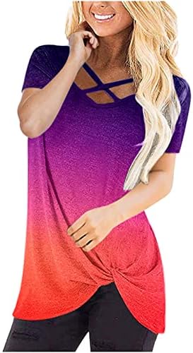 Блуза мета за тинејџери есен летен краток ракав 2023 V вратот памучен графички завој лабава вклопена опуштена вклопена маичка