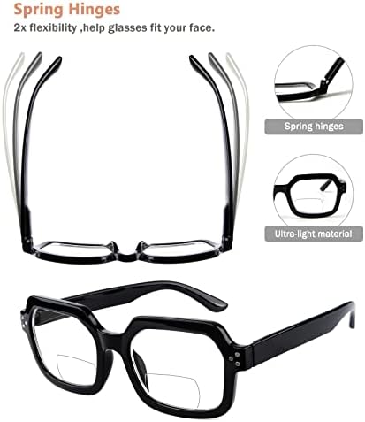 Очила за Очи 4-спакувајте Бифокални Очила За Читање За Жени Со Голема Рамка Би-фокусни Читатели
