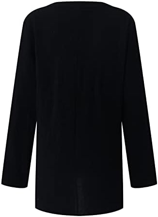Женски 2022 кошули за Ноќта на вештерките есен зимски долг ракав Цврста кошула V вратот Опуштете се за џемпери за блузи за блузи