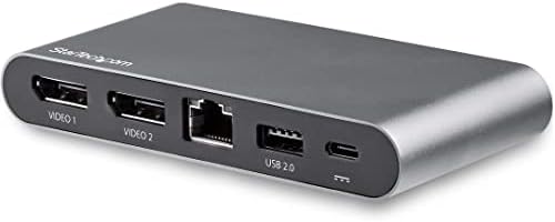 StarTech.com USB C Dock - 4k Dual Monitor DisplayPort - Мини Лаптоп Докинг Станица - 100w Испорака На Енергија Премин - GbE, 2-Порт USB-Центар-USB