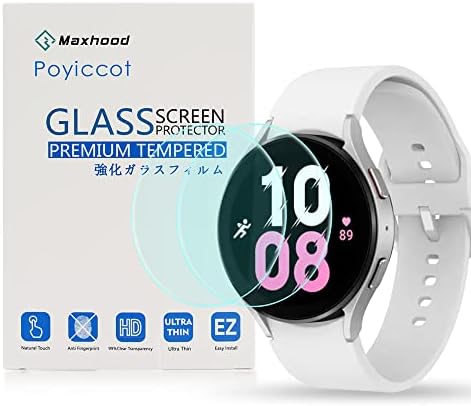 Poyiccot 2pack Компатибилен со Samsung Galaxy Watch 5 заштитник на екранот од 44мм, [заштитен заштитен покрив] [Анти гребење] 9H Заштитник на