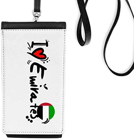 Сакам да го еретирам зборот знаме loveубов срце илустрација телефонски паричник чанта што виси мобилна торбичка црн џеб